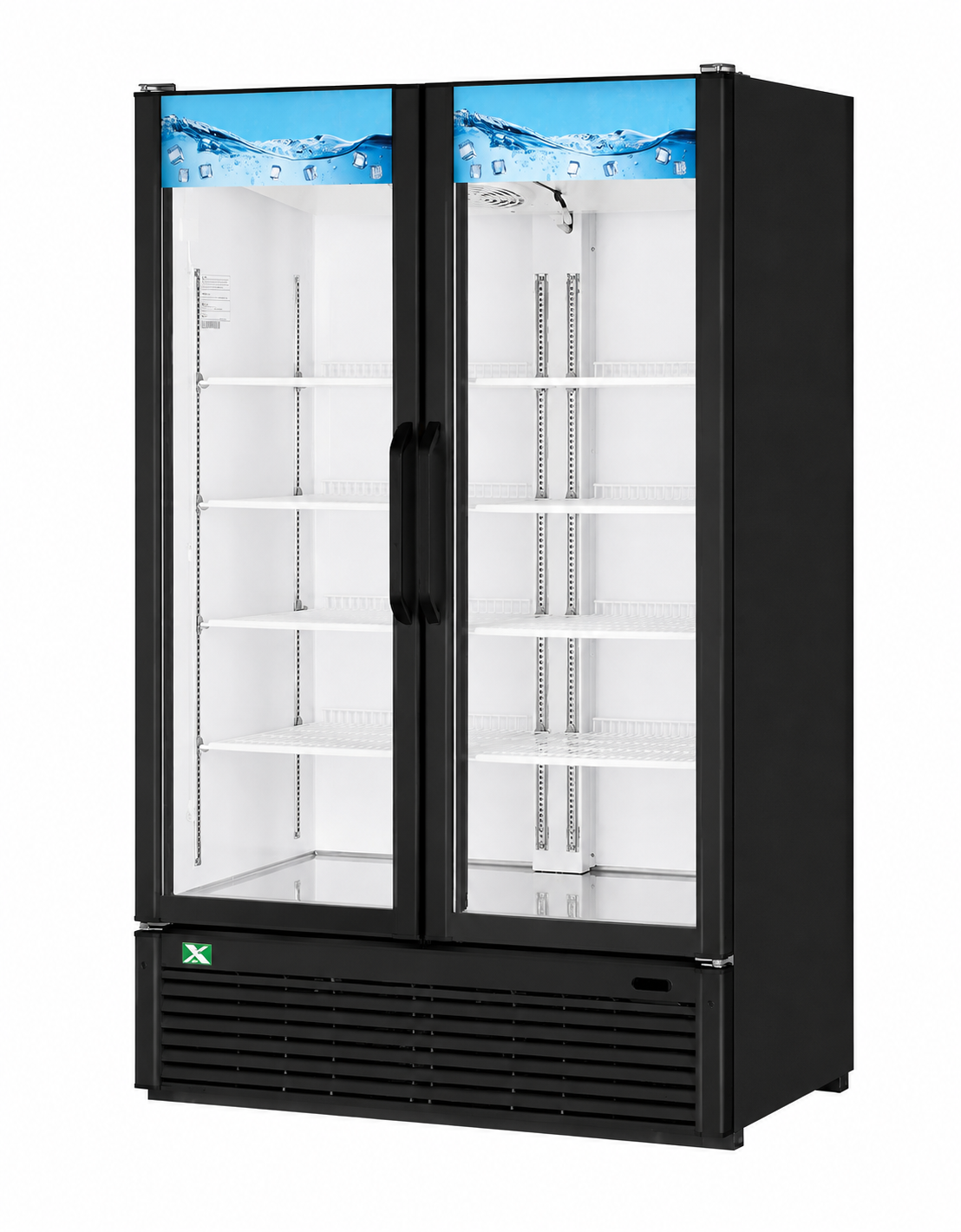 Two-Door Glass Merchandiser - Color option: (W), (B) 51-1/8"Wx 32"D x 78-1/8"H