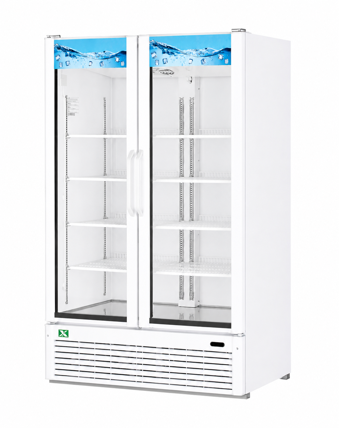 Two-Door Glass Merchandiser - Color option: (W), (B) 51-1/8"Wx 32"D x 78-1/8"H