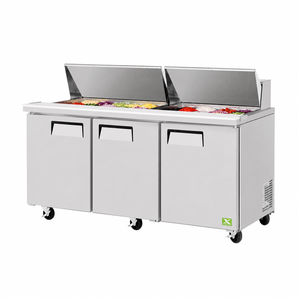 Three-Door Mega Top Sandwich/Salad Prep Table 72-3/4"W x 30"D x 37-1/2"H