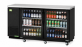 Two-Door Glass Back Bar, Black Vinyl Ext. (58-3/4"W)