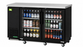 Two-Door Glass Back Bar Cooler – 49-1/8"W × 24-1/2"D – Black Vinyl