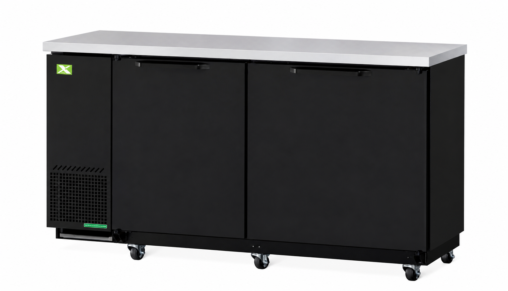 Two-Door Back Bar Cooler – 61-1/8"W × 24-1/2"D – Black Vinyl