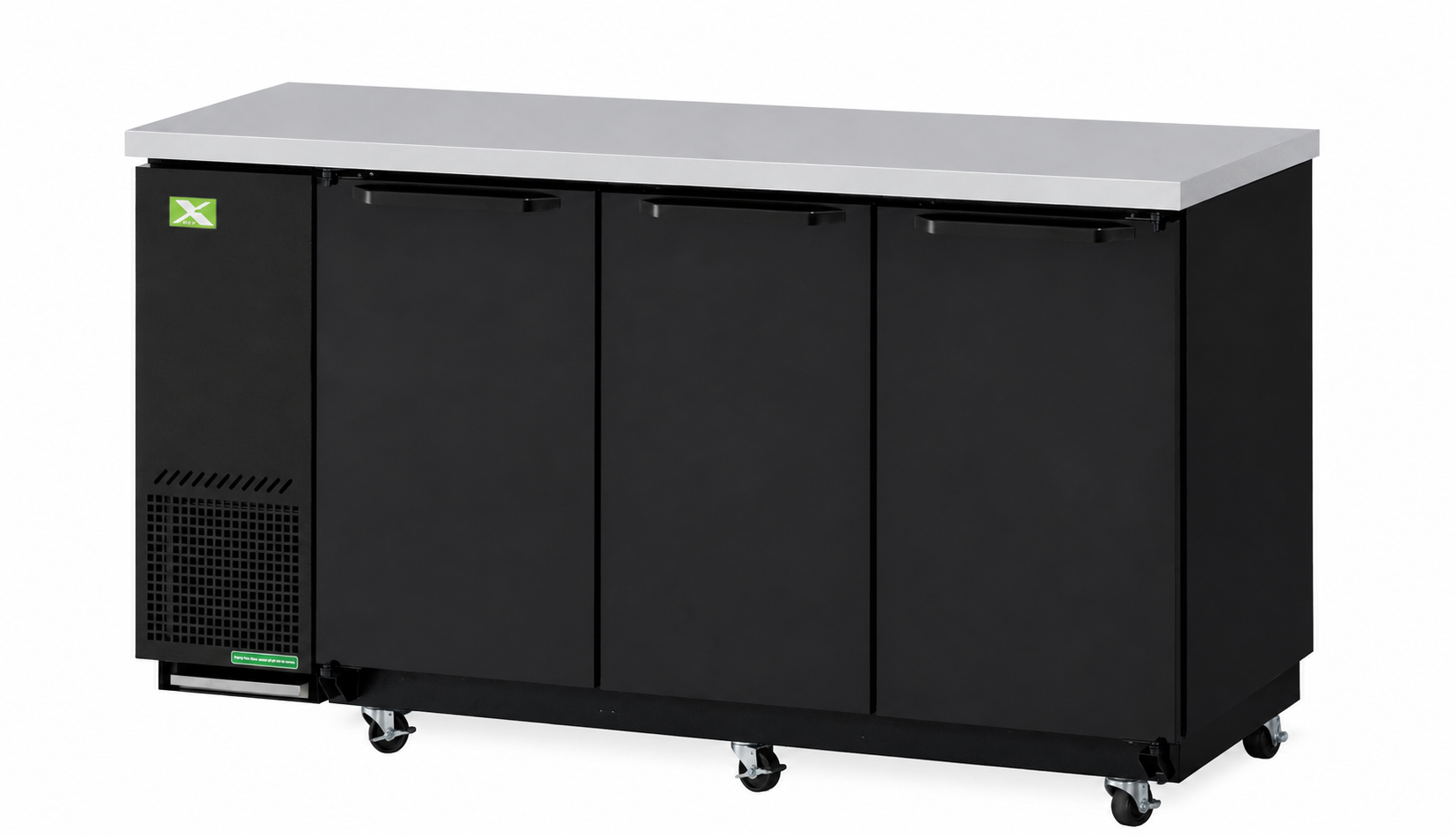 Two-Door Back Bar Cooler – 49-1/8"W × 24-1/2"D – Black Vinyl