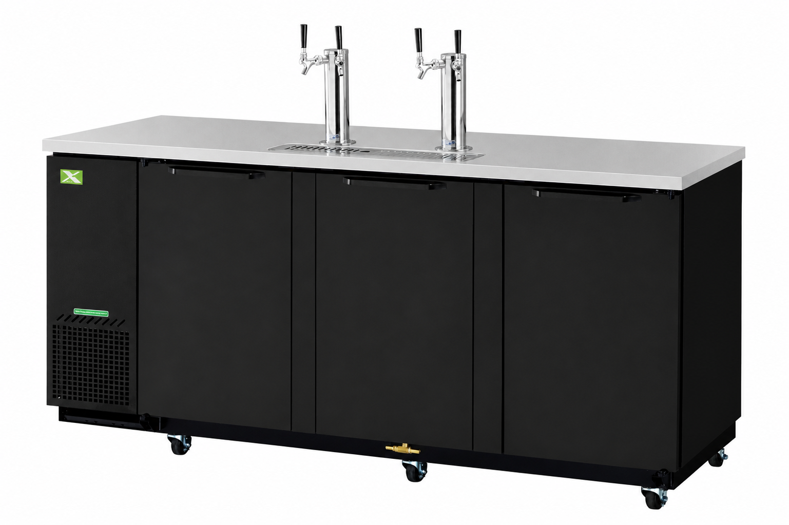2 Keg Cap. Beer Dispenser - Black Vinyl Ext. 58-3/4"W