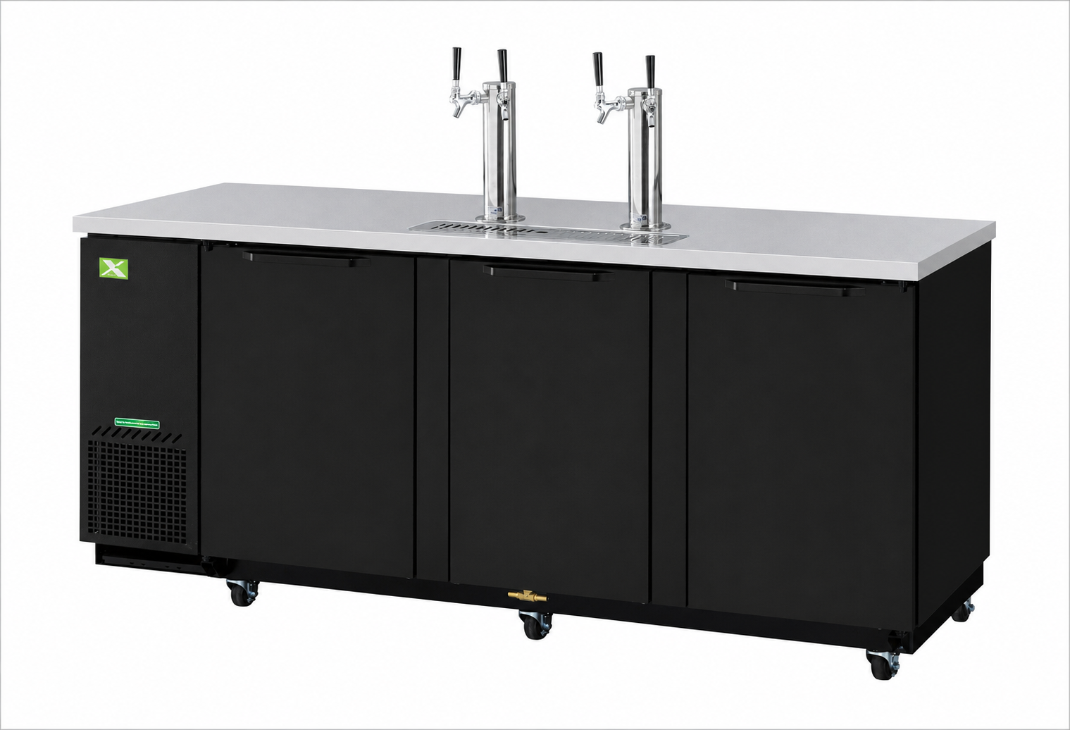3 Keg Cap. Beer Dispenser - Black Vinyl Ext. 69"W