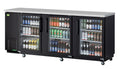 RefrigerationX XBB-4SG-N Three-Door Glass (90-1/4"W) Back Bar, Black Vinyl Ext.