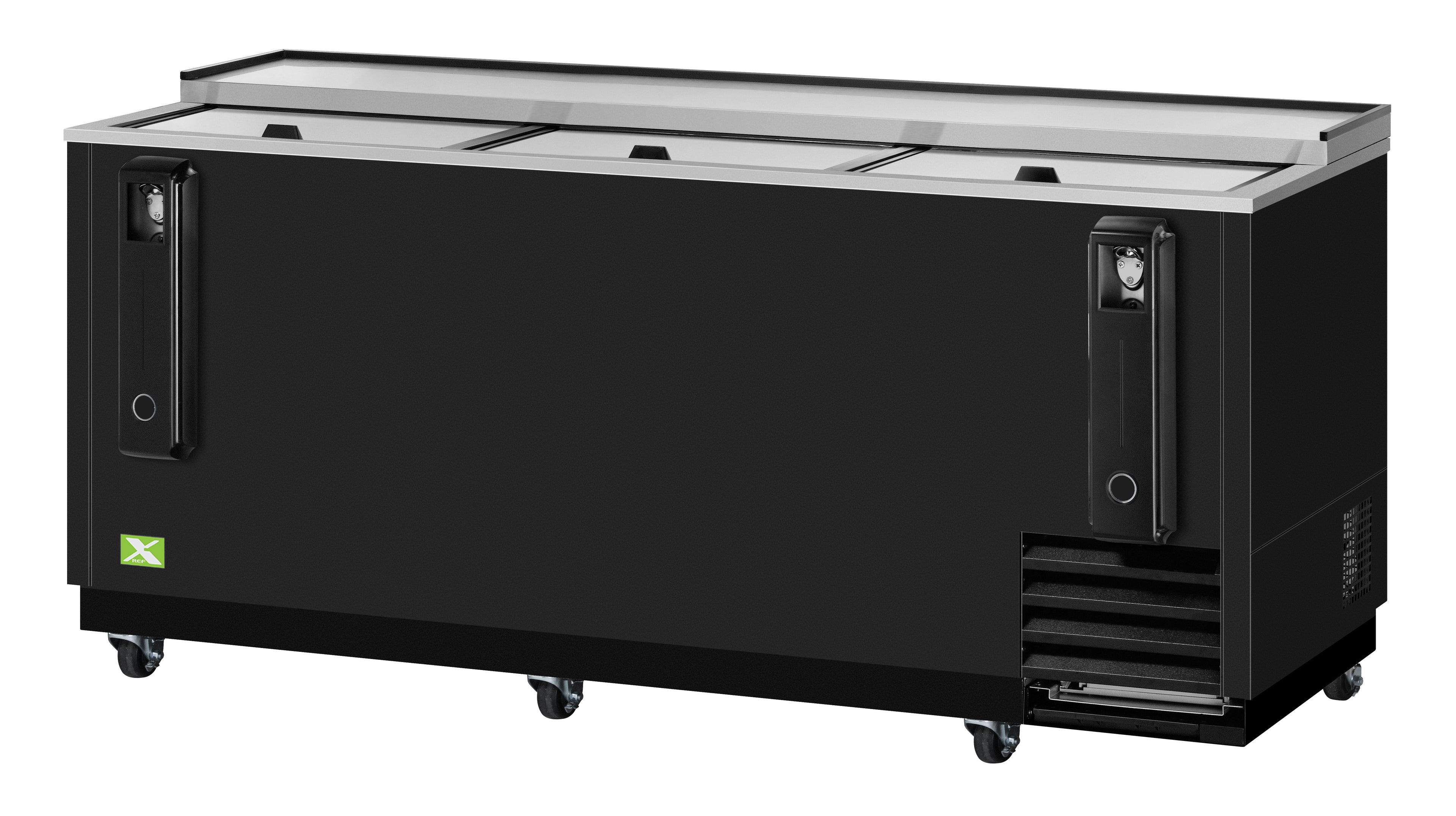RefrigerationX XBC-80SB-N 80-1/2"W 3 Lids Black Vinyl Ext. Bottle Cooler